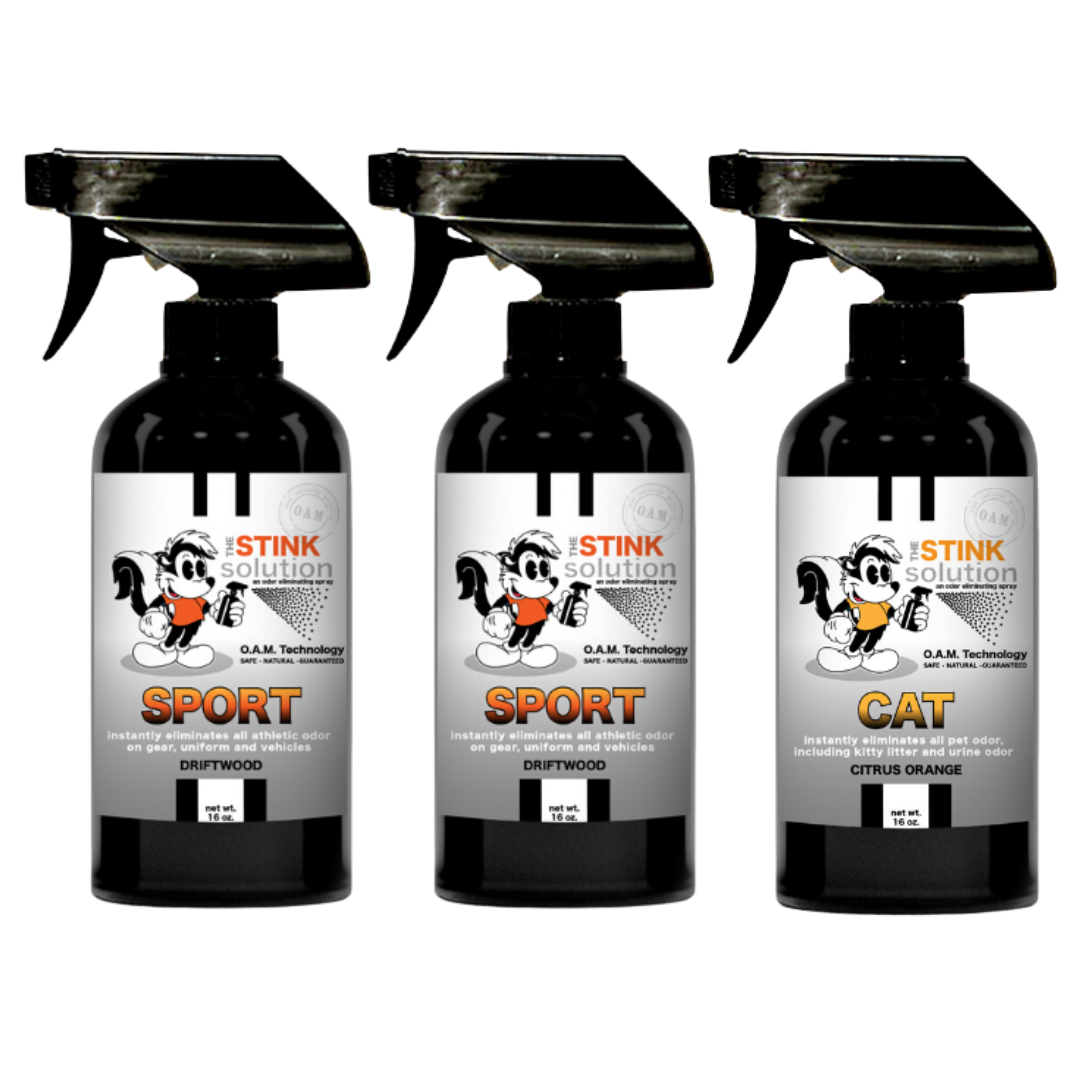 Three Pack - Two Sport Odor Eliminating Sprays + One Spray of Choice 16 oz