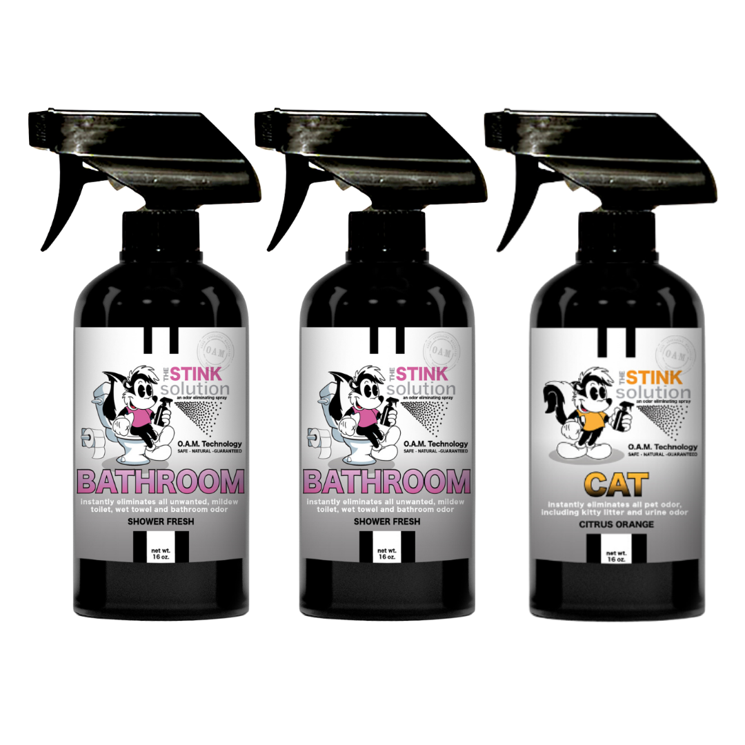 Three Pack - Two Bathroom Odor Eliminating Sprays + One Spray of Choice 16 oz