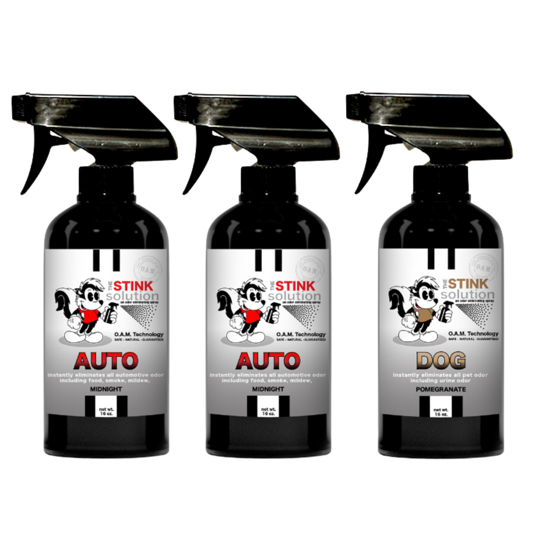 Three Pack - Two Auto Odor Eliminating Sprays + One Spray of Choice 16 oz