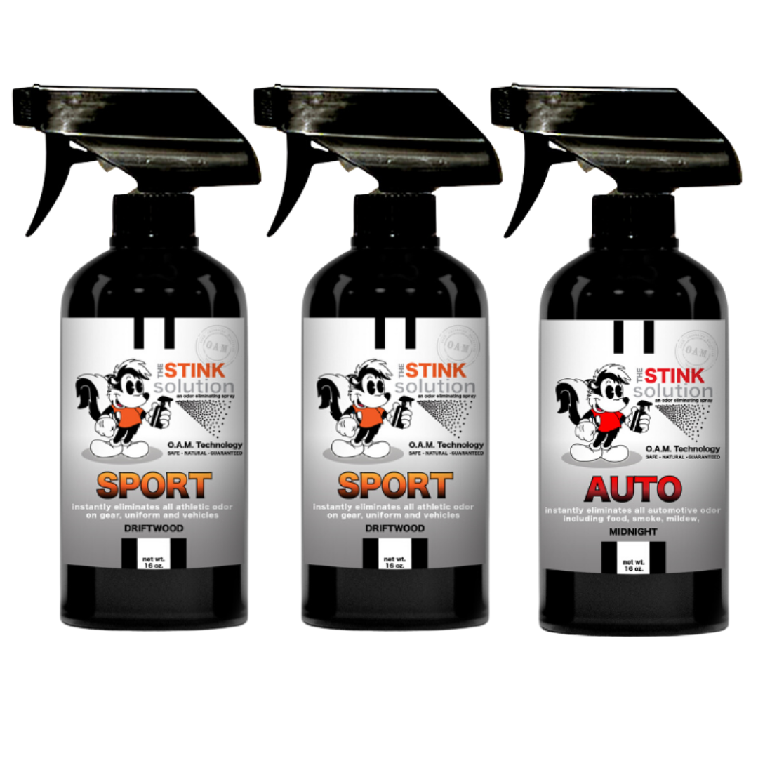 Three Pack - Two Sport Odor Eliminating Sprays + One Spray of Choice 16 oz