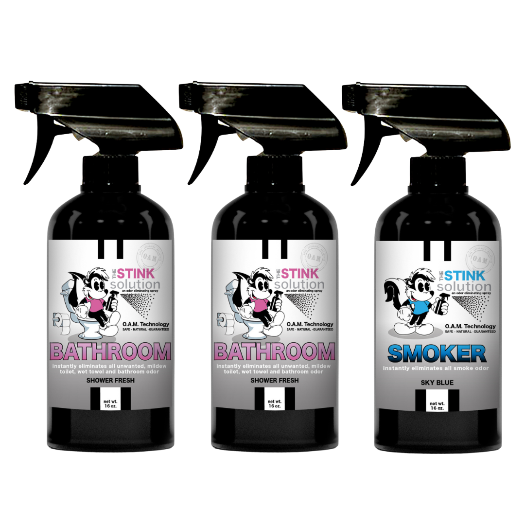 Three Pack - Two Bathroom Odor Eliminating Sprays + One Spray of Choice 16 oz