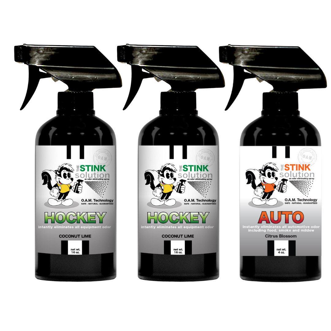 Three Pack - Two Hockey Odor Eliminating Sprays + One Spray of Choice 16 oz