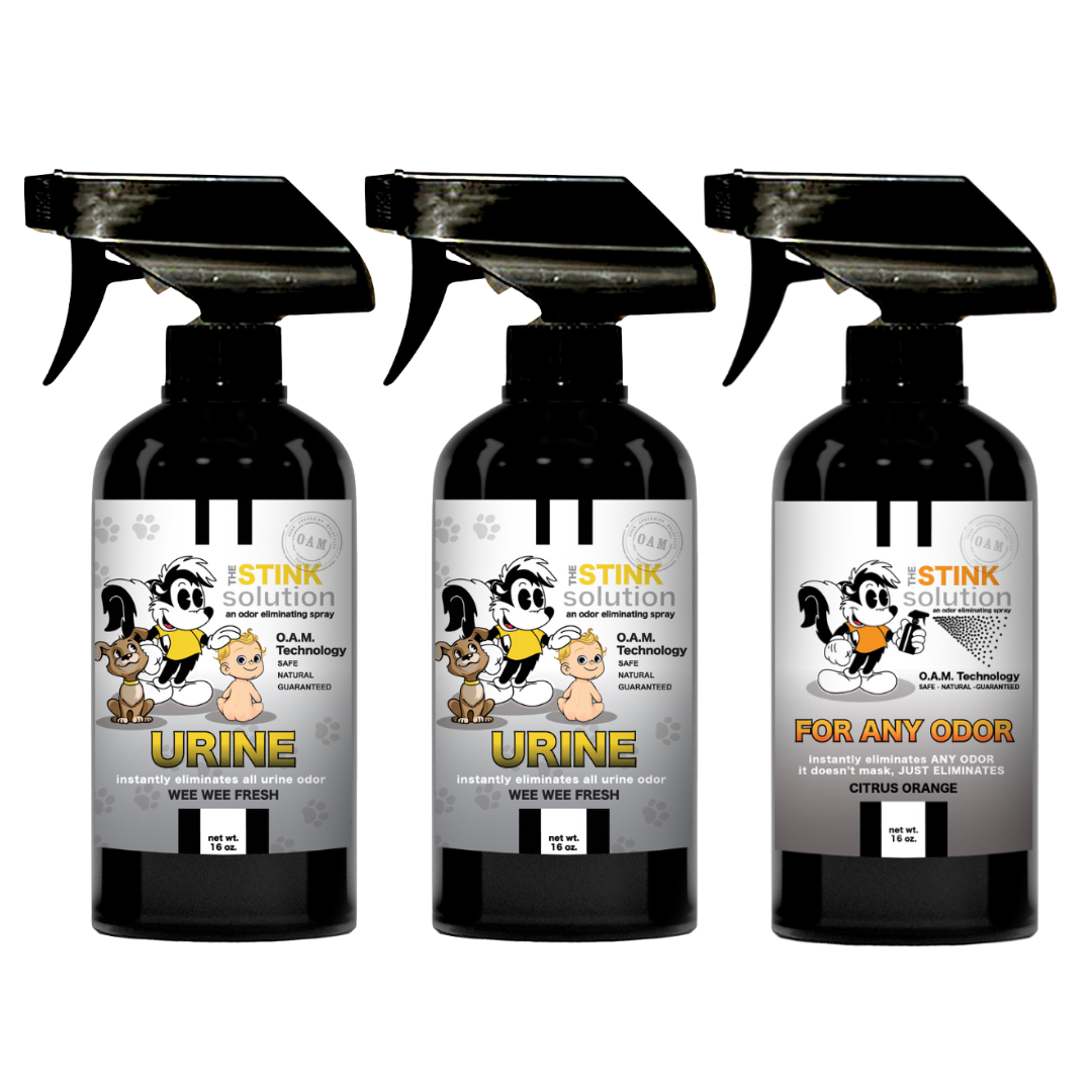 Three Pack - Two Urine Odor Eliminating Sprays + One Spray of Choice 16 oz