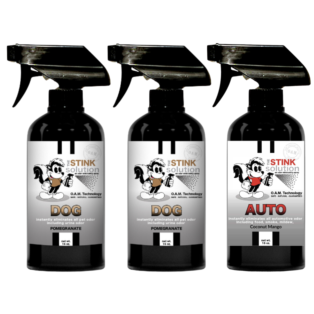 Three Pack - Two Dog Odor Eliminating Sprays + One Spray of Choice 16 oz