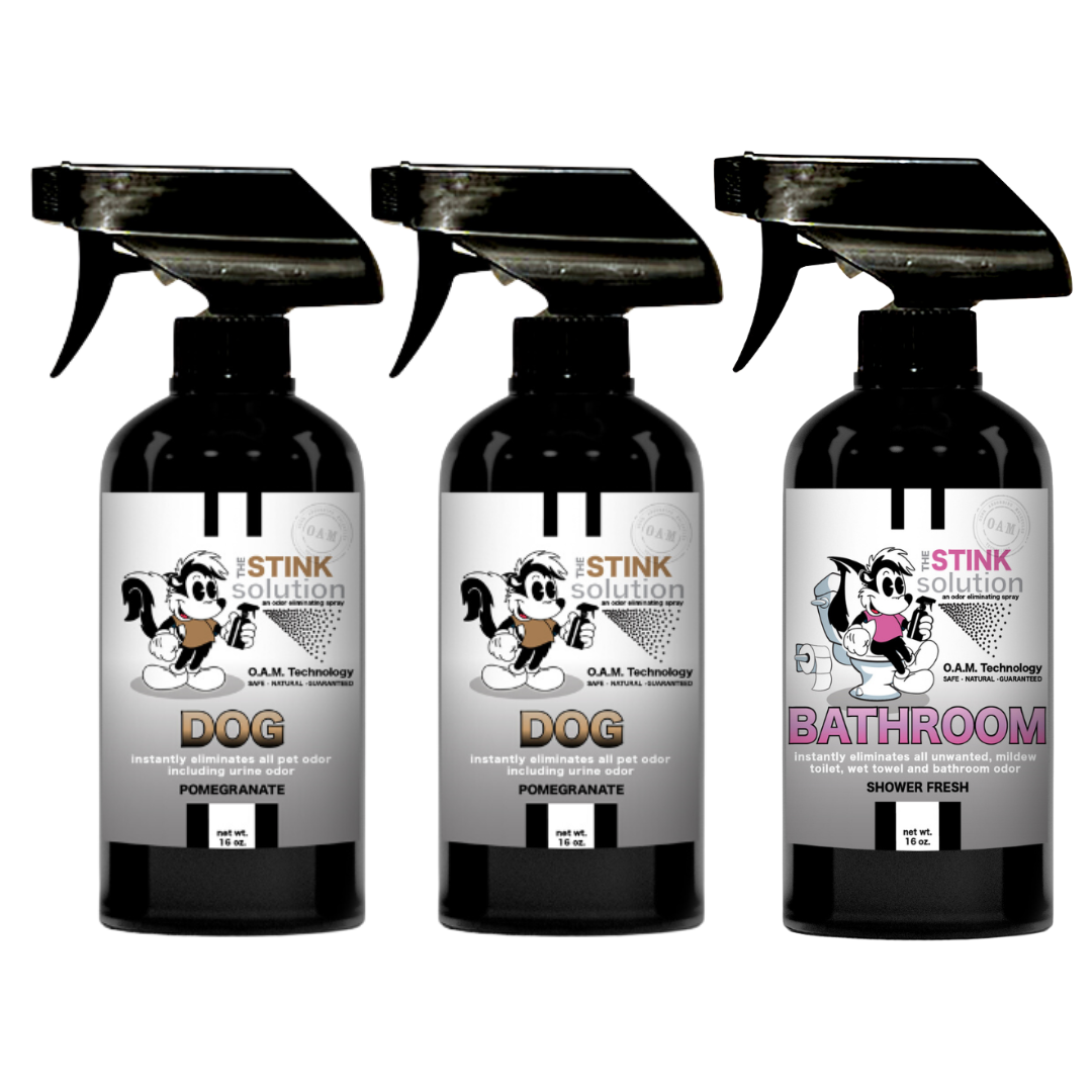 Three Pack - Two Dog Odor Eliminating Sprays + One Spray of Choice 16 oz