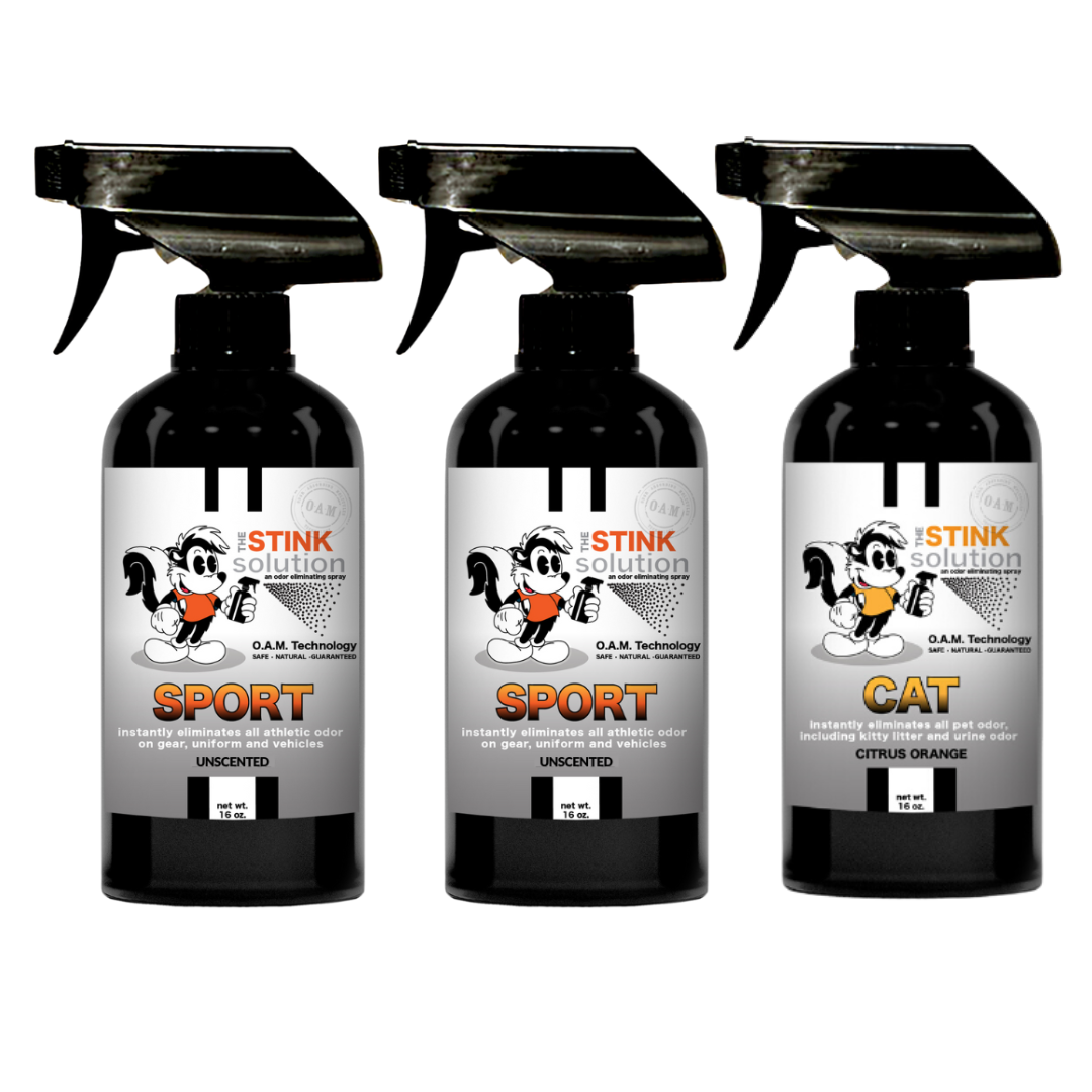 Three Pack - Two Sport Odor Eliminating Sprays + One Spray of Choice 16 oz