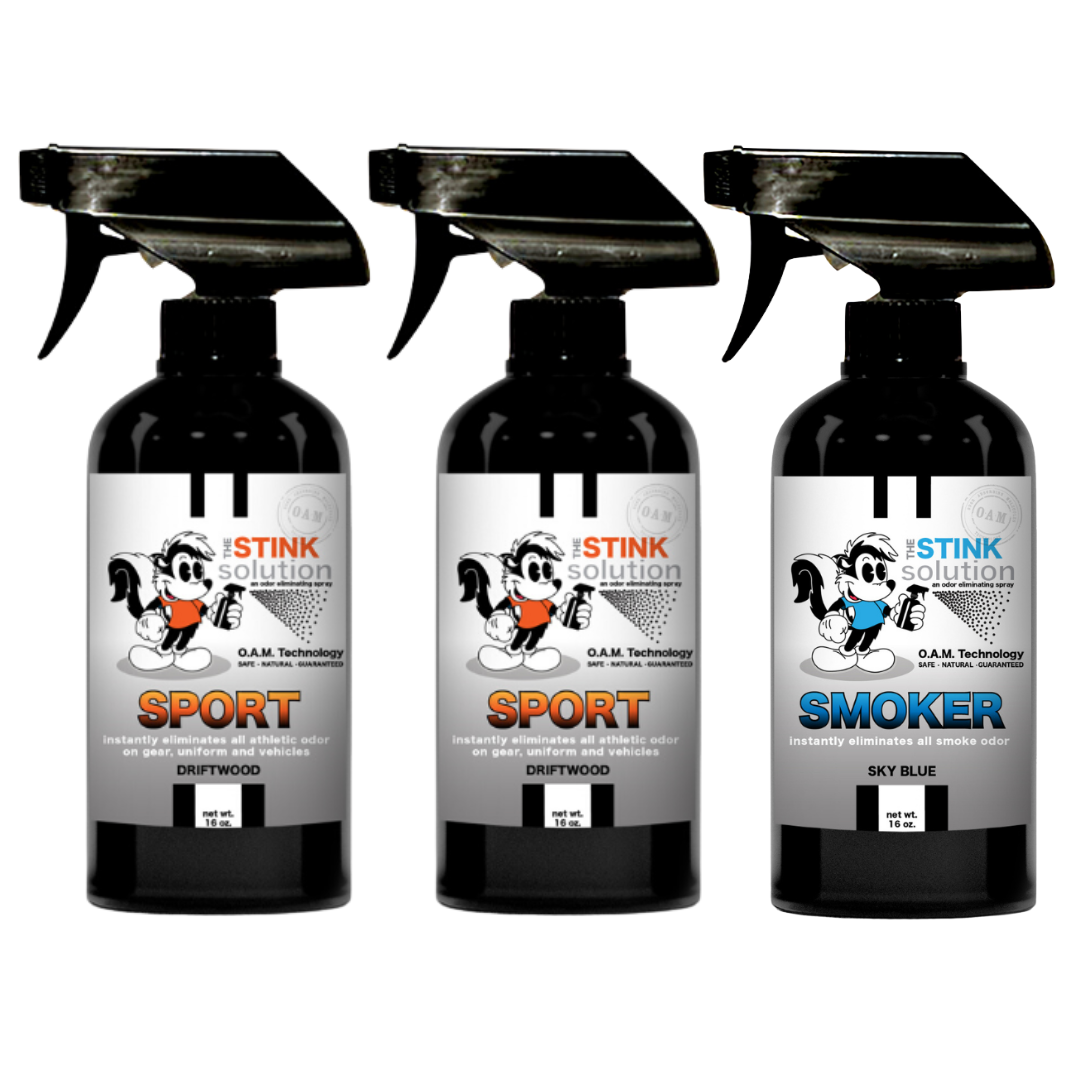 Three Pack - Two Sport Odor Eliminating Sprays + One Spray of Choice 16 oz