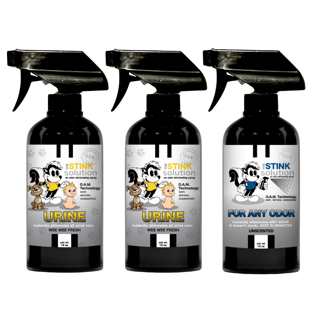 Three Pack - Two Urine Odor Eliminating Sprays + One Spray of Choice 16 oz
