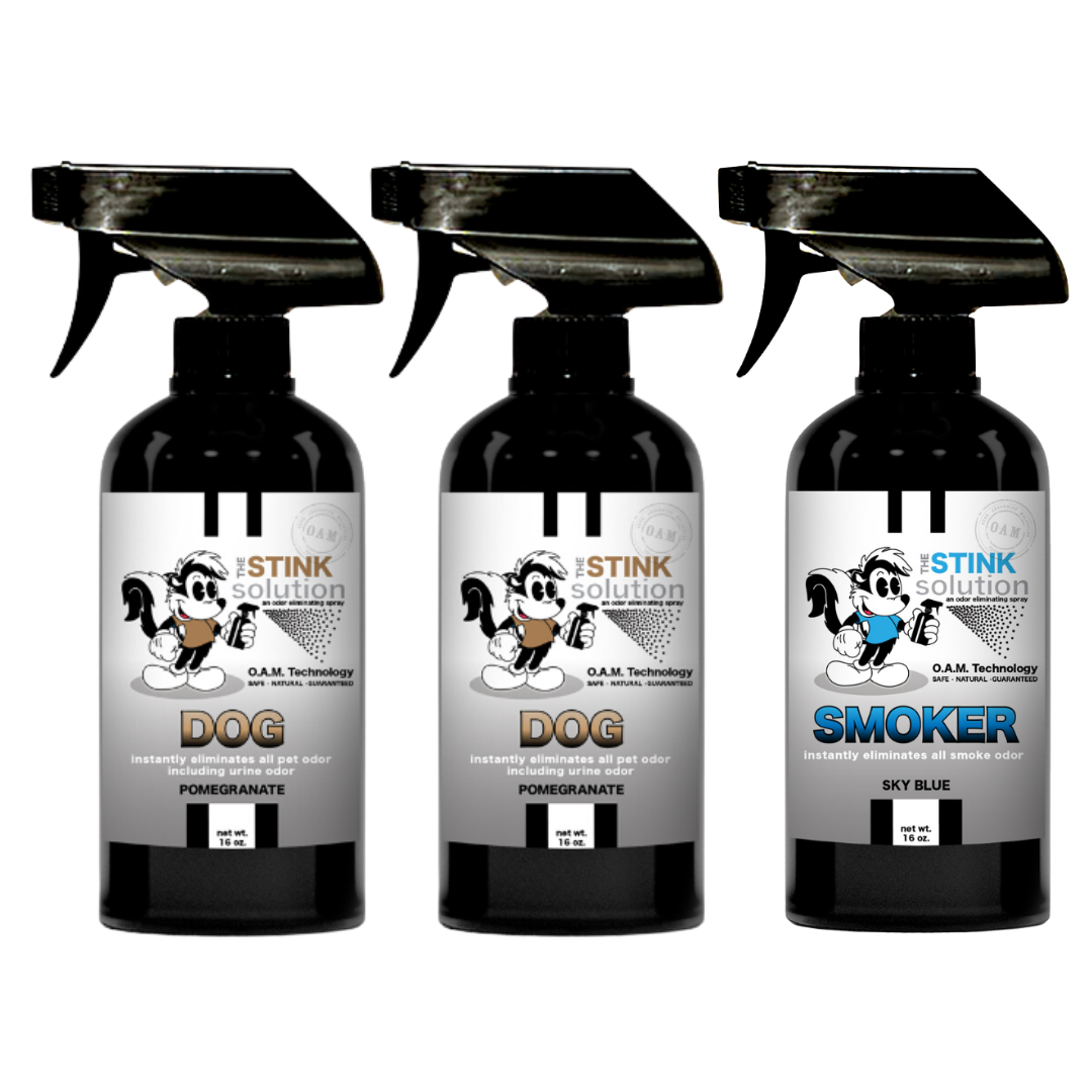 Three Pack - Two Dog Odor Eliminating Sprays + One Spray of Choice 16 oz