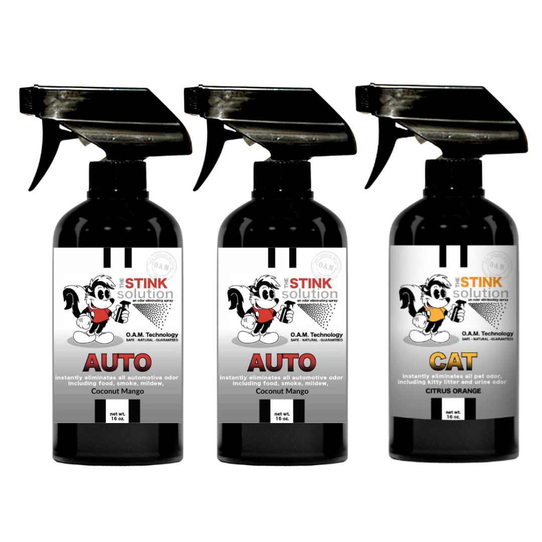Three Pack - Two Auto Odor Eliminating Sprays + One Spray of Choice 16 oz
