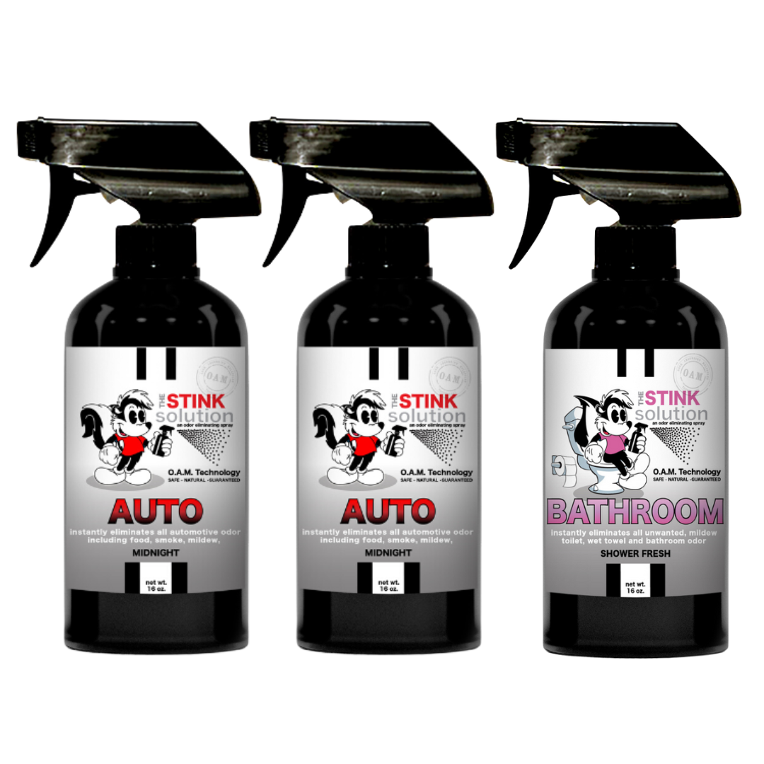 Three Pack - Two Auto Odor Eliminating Sprays + One Spray of Choice 16 oz