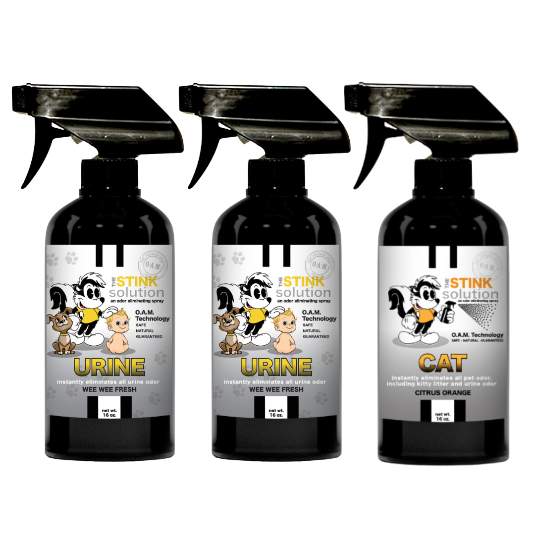 Three Pack - Two Urine Odor Eliminating Sprays + One Spray of Choice 16 oz