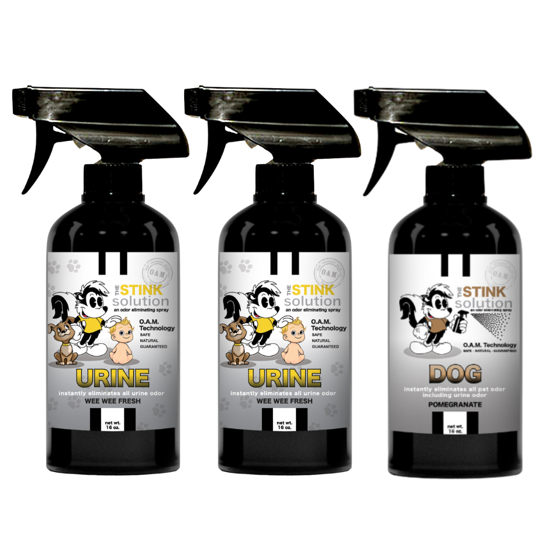 Three Pack - Two Urine Odor Eliminating Sprays + One Spray of Choice 16 oz