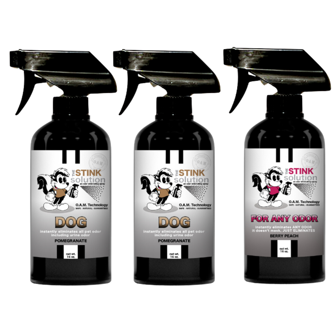 Three Pack - Two Dog Odor Eliminating Sprays + One Spray of Choice 16 oz