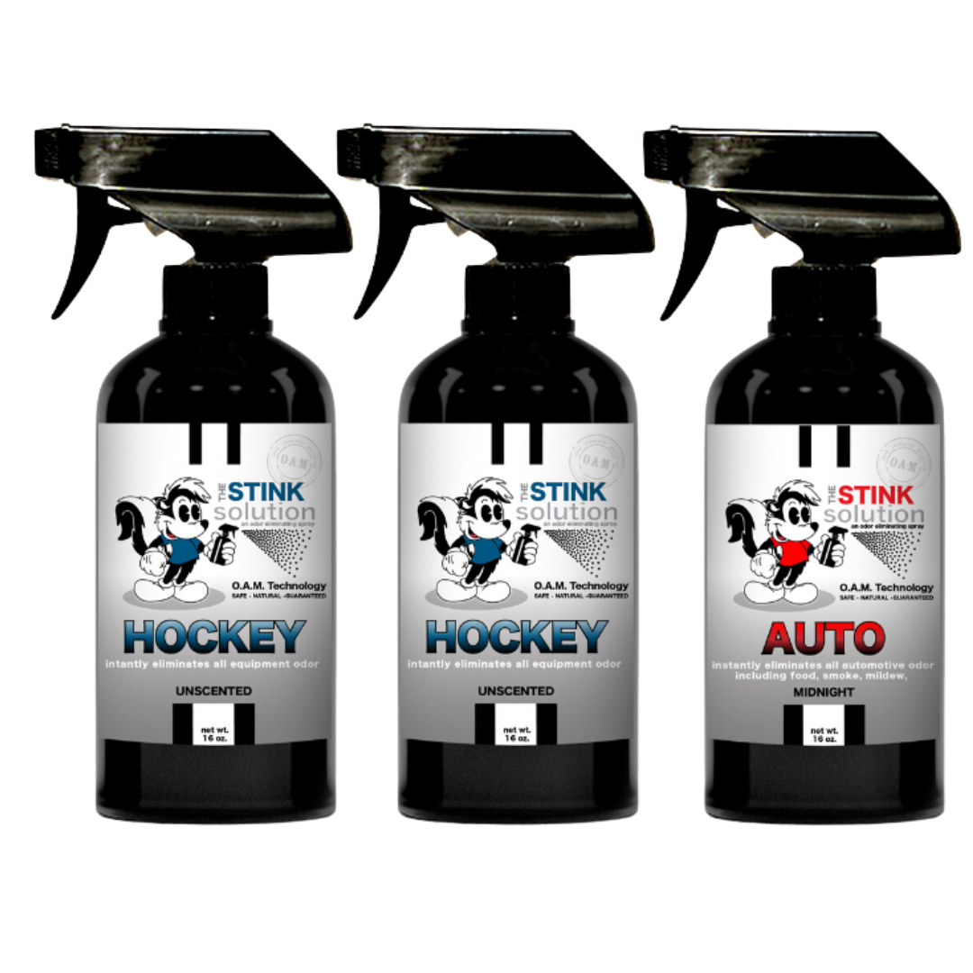 Three Pack - Two Hockey Odor Eliminating Sprays + One Spray of Choice 16 oz