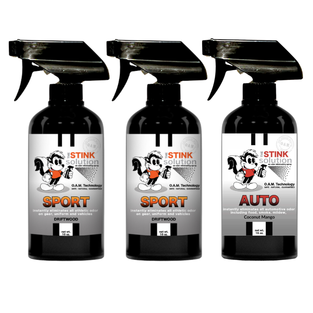 Three Pack - Two Sport Odor Eliminating Sprays + One Spray of Choice 16 oz
