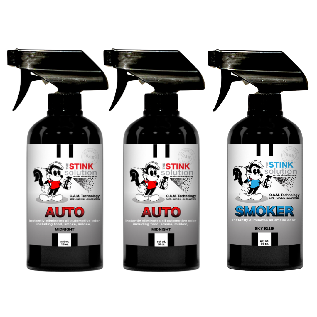 Three Pack - Two Auto Odor Eliminating Sprays + One Spray of Choice 16 oz