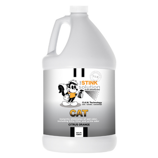 The Stink Solution Cat Citrus Orange Odor Eliminating Spray Gallon Natural, safe, non-toxic, enzyme-free odor eliminating spray. Multi-purpose use for any odor: smoke, urine, food, sweat, and more. Safe to spray anywhere: homes, cars, furniture, bathroom, carpet, and more.