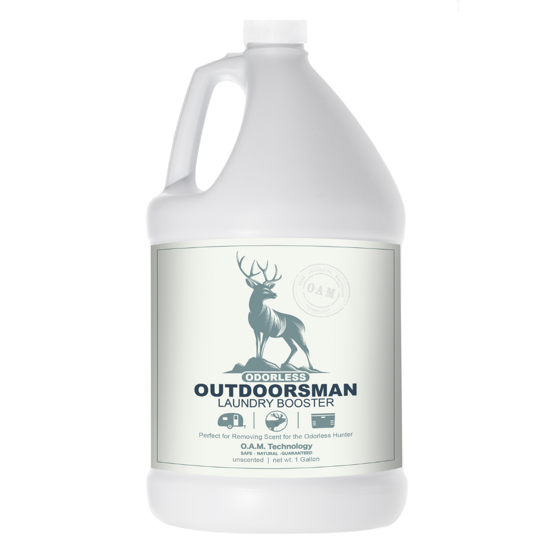Odorless Outdoorsman Gallon Refill Bottle - Unscented Odor Eliminator Natural, safe, non-toxic, enzyme-free Laundry Booster. Multi-purpose use for any odor: smoke, urine, food, sweat, and more. Safe to spray anywhere: homes, cars, furniture, bathroom, carpet, and more.