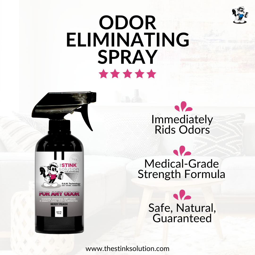 Urine Odor Eliminating Spray for Kids and Pets - Used for Clothes, Furniture, Cars, Carpet, and More Natural, safe, non-toxic, enzyme-free odor eliminating spray. Multi-purpose use for any odor: smoke, urine, food, sweat, and more. Safe to spray anywhere: homes, cars, furniture, bathroom, carpet, and more.