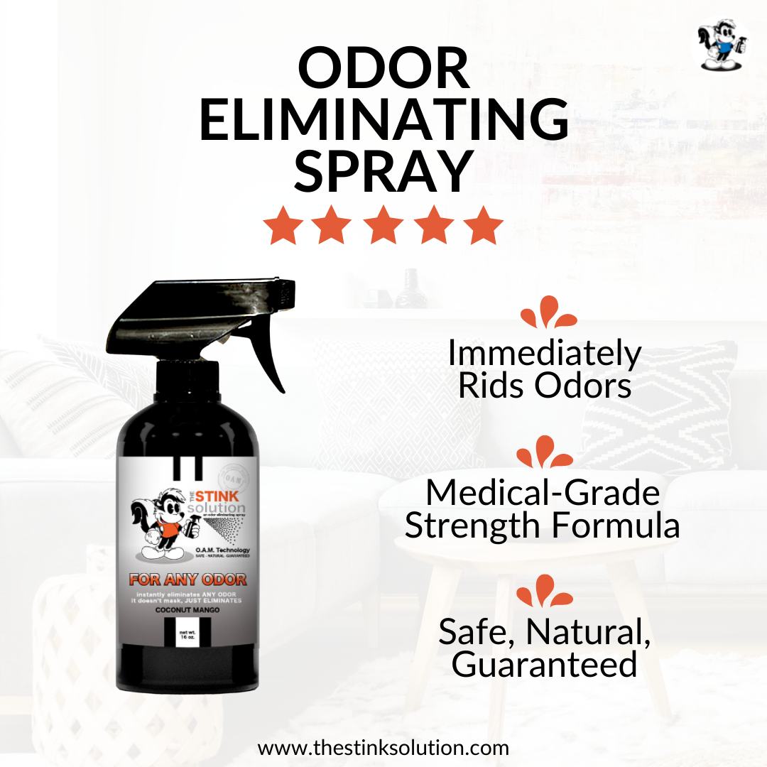Natural, safe, non-toxic, enzyme-free odor eliminating spray. Multi-purpose use for any odor: smoke, urine, food, sweat, and more. Safe to spray anywhere: homes, cars, furniture, bathroom, carpet, and more.