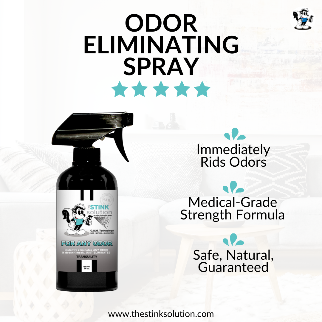 Buy 2 Get 1 FREE - Two Auto Odor Eliminating Sprays (Midnight) + One For Any Odor Eliminating Spray (Tranquility) 16 oz Natural, safe, non-toxic, enzyme-free odor eliminating spray. Multi-purpose use for any odor: smoke, urine, food, sweat, and more. Safe to spray anywhere: homes, cars, furniture, bathroom, carpet, and more.