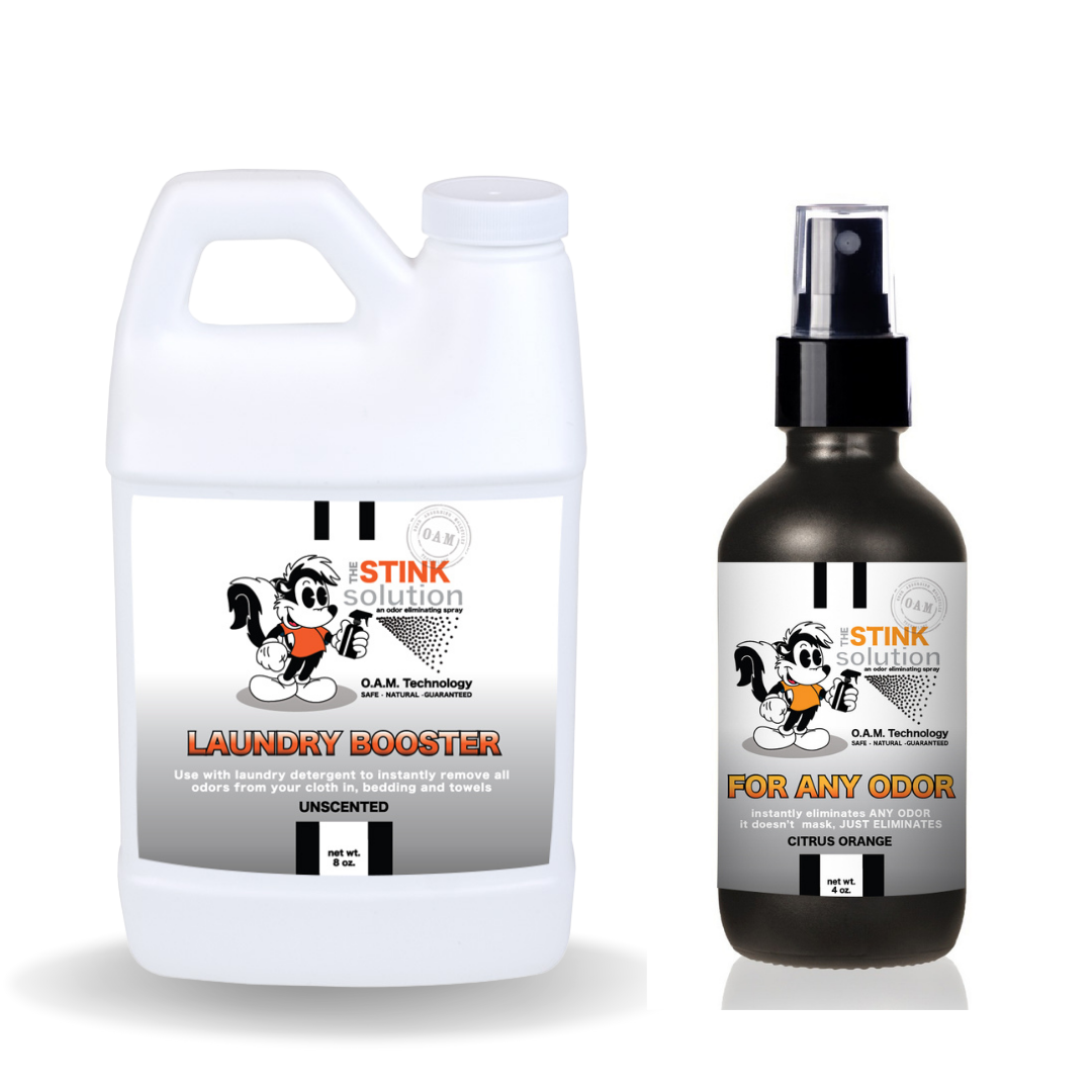 Sample Bundle - 1 Unscented Mini Laundry Booster + For Any Odor Eliminator 4 oz