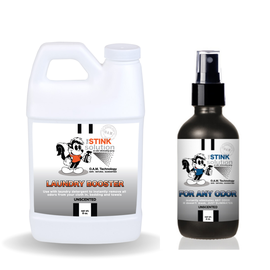 Sample Bundle - 1 Unscented Mini Laundry Booster + For Any Odor Eliminator 4 oz