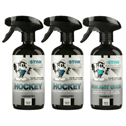Three Pack - Two Hockey Odor Eliminating Sprays + One Spray of Choice 16 oz