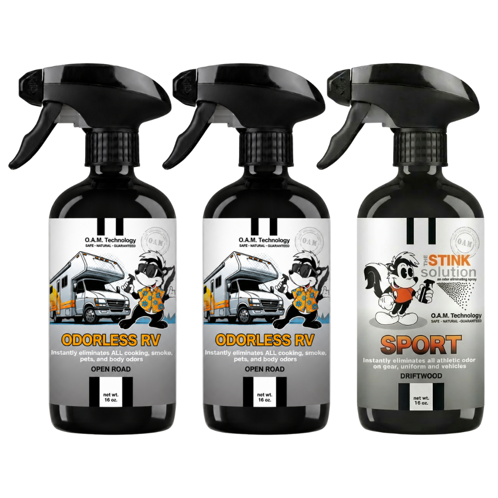 Three Pack - Two Odorless RV Odor Eliminating Sprays + One Spray of Choice 16 oz