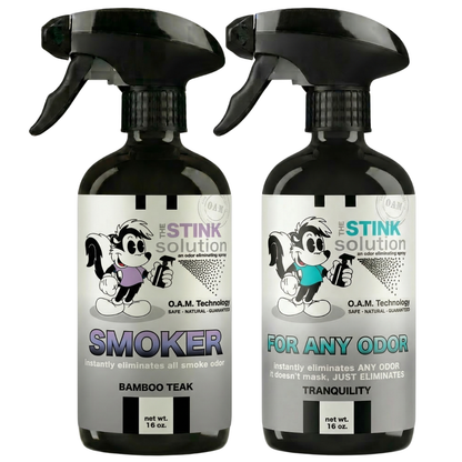 Double Pack - One Smoker Bamboo Teak, One Tranquility 16 oz. Sprays | Odor Eliminating Spray