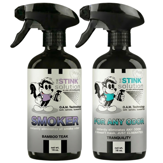 Double Pack - One Smoker Bamboo Teak, One Tranquility 16 oz. Sprays | Odor Eliminating Spray