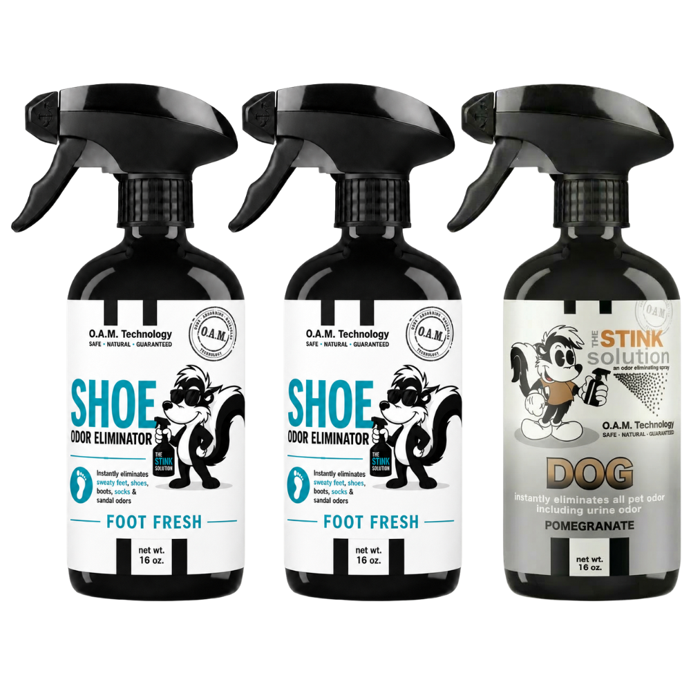 Three Pack - Two Shoe Odor Eliminating Sprays + One Spray of Choice 16 oz