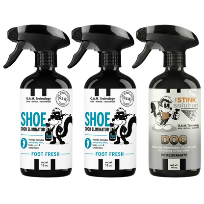 Three Pack - Two Shoe Odor Eliminating Sprays + One Spray of Choice 16 oz