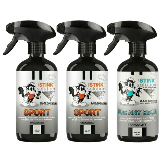 Three Pack - Two Sport Odor Eliminating Sprays + One Spray of Choice 16 oz