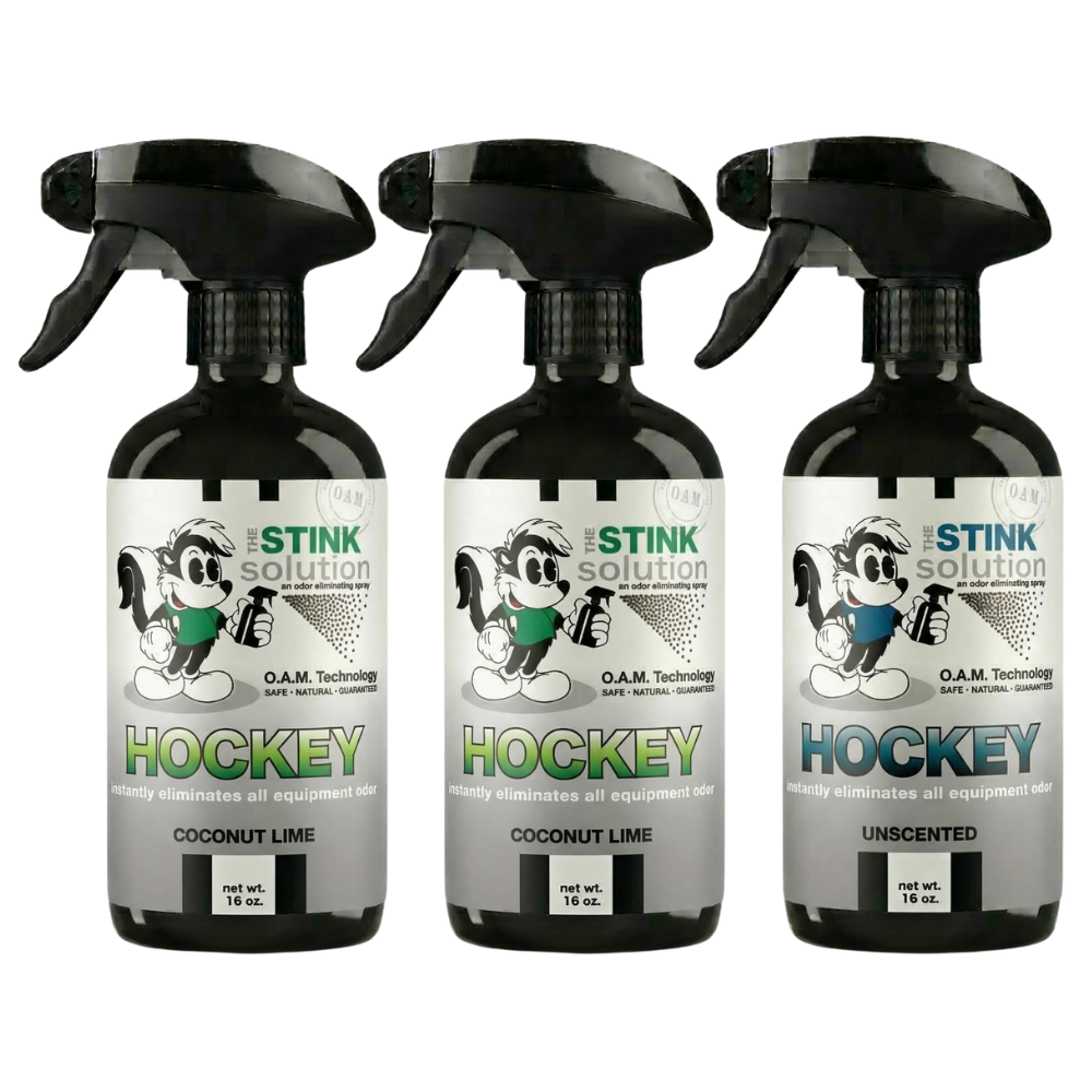 Three Pack - Two Hockey Odor Eliminating Sprays + One Spray of Choice 16 oz