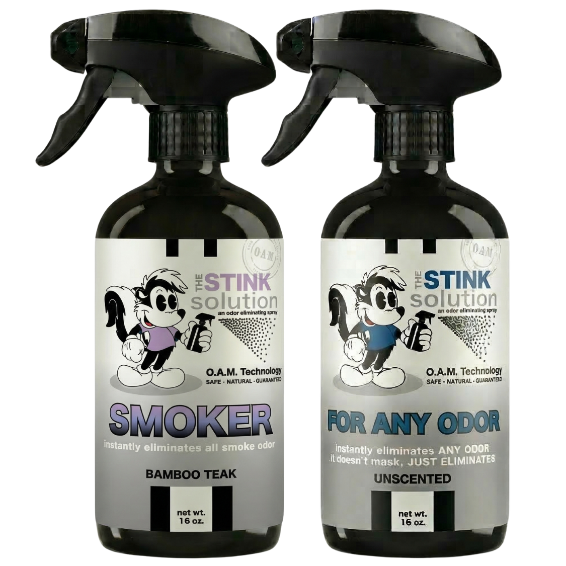 Double Pack - One Smoker Bamboo Teak, One Unscented 16 oz Sprays | Odor Eliminating Spray