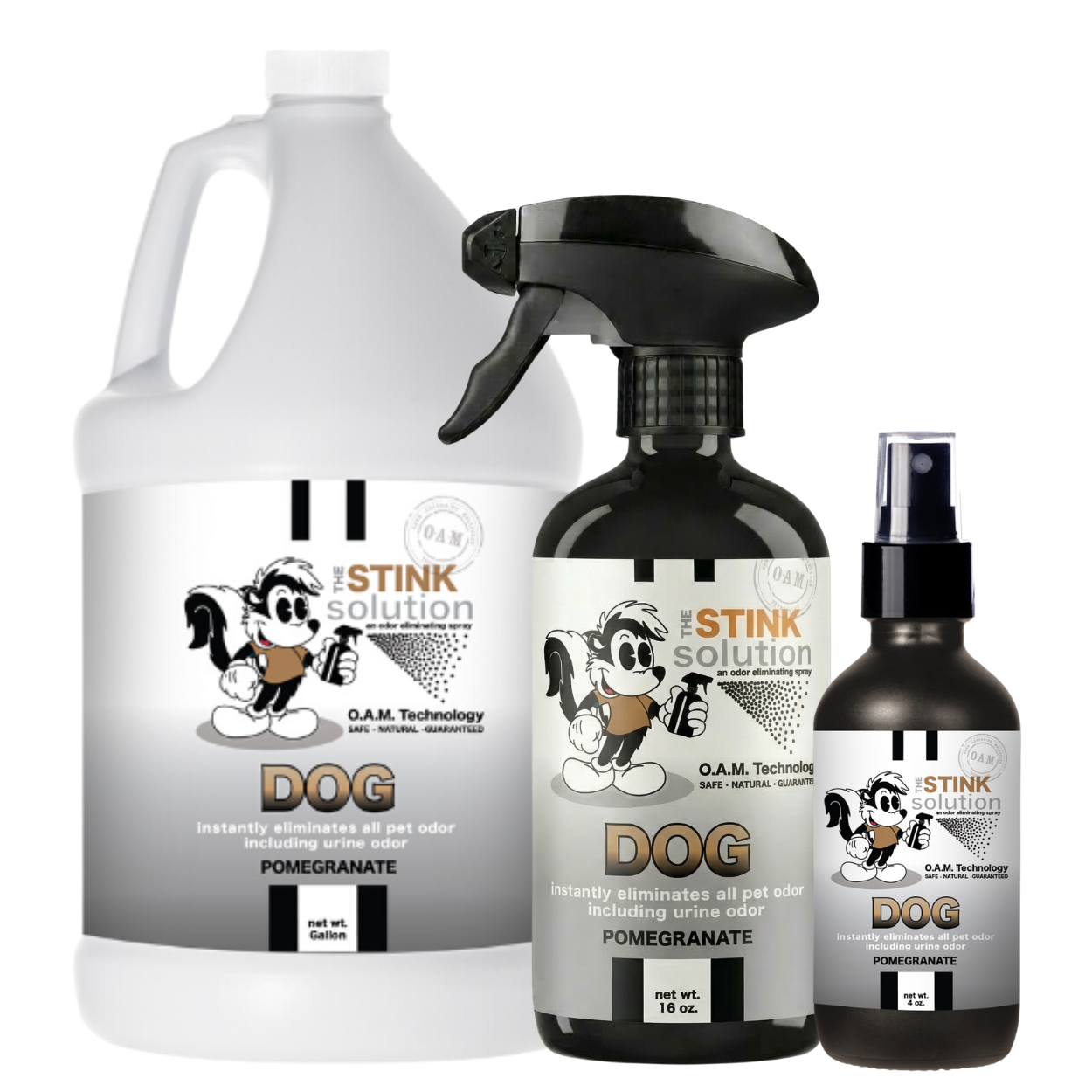 Dog Odor Eliminating Spray in Pomegranate Gallon, 16 oz. and 4 oz Bundle
