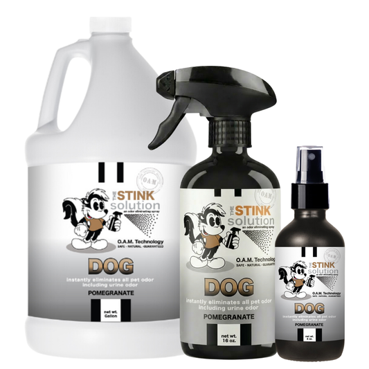 Dog Odor Eliminating Spray in Pomegranate Gallon, 16 oz. and 4 oz Bundle