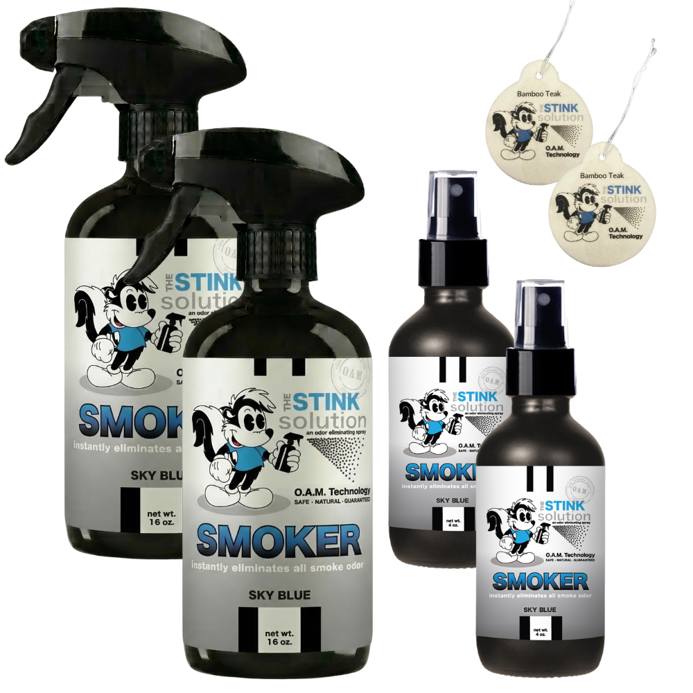 Buy 2 Get 4 FREE - (2) 16 oz (2) 4 oz Smoker Odor Eliminating Spray Bundle + 2 Car Air Fresheners