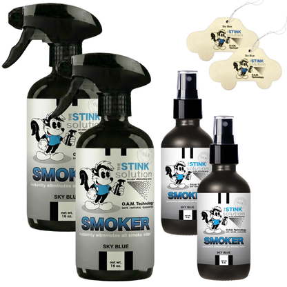 Buy 2 Get 4 FREE - (2) 16 oz (2) 4 oz Smoker Odor Eliminating Spray Bundle + 2 Car Air Fresheners