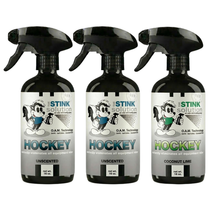 Three Pack - Two Hockey Odor Eliminating Sprays + One Spray of Choice 16 oz