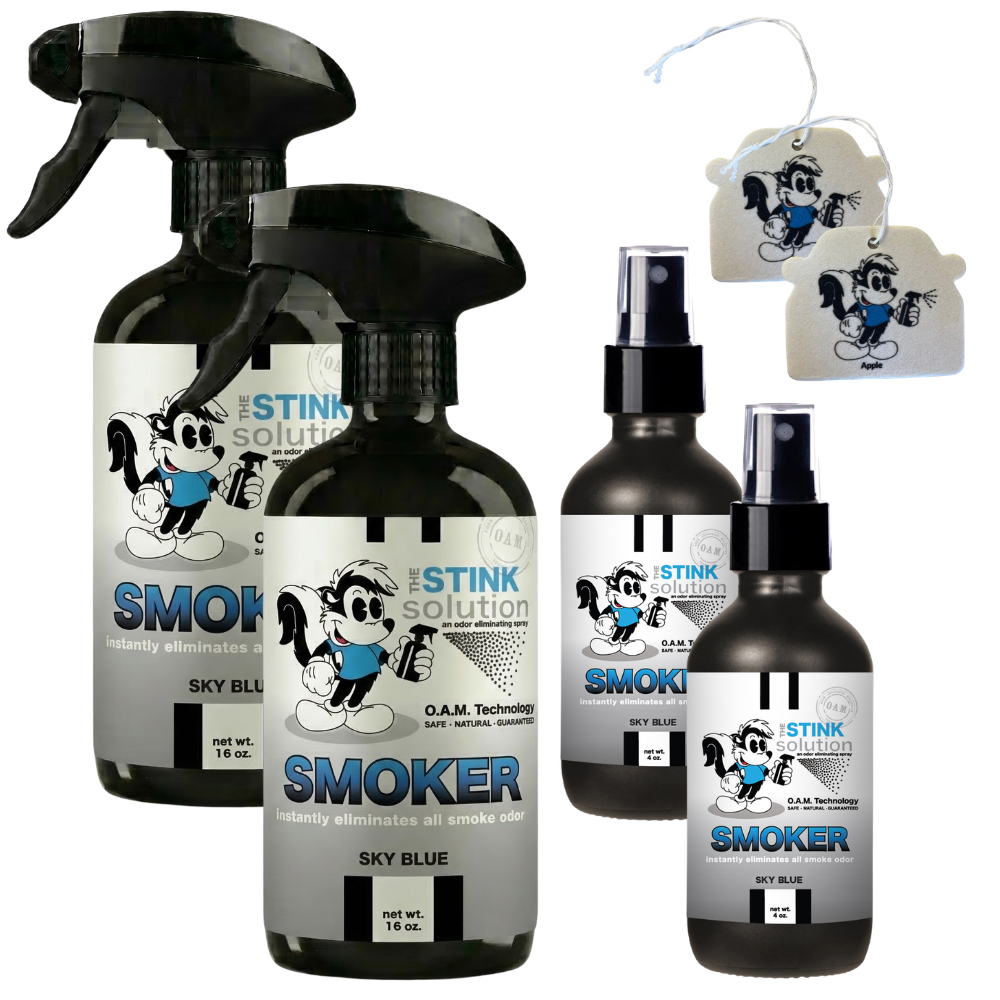 Buy 2 Get 4 FREE - (2) 16 oz (2) 4 oz Smoker Odor Eliminating Spray Bundle + 2 Car Air Fresheners