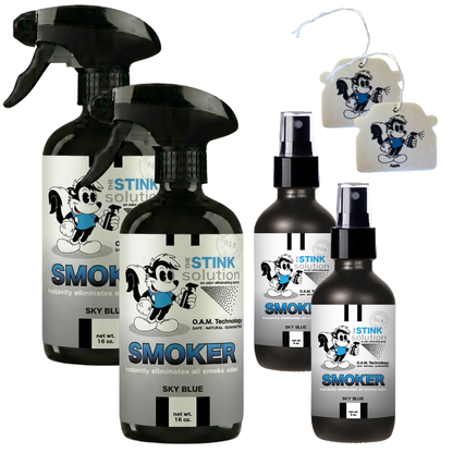 Buy 2 Get 4 FREE - (2) 16 oz (2) 4 oz Smoker Odor Eliminating Spray Bundle + 2 Car Air Fresheners