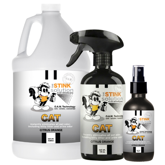 Cat Odor Eliminating Spray in Gallon, 16 oz. and 4 oz - Citrus Orange Bundle