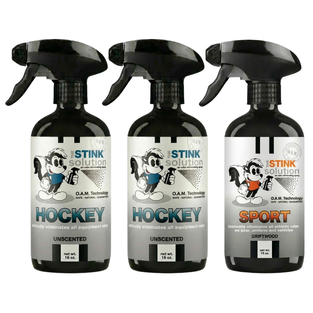 Three Pack - Two Hockey Odor Eliminating Sprays + One Spray of Choice 16 oz