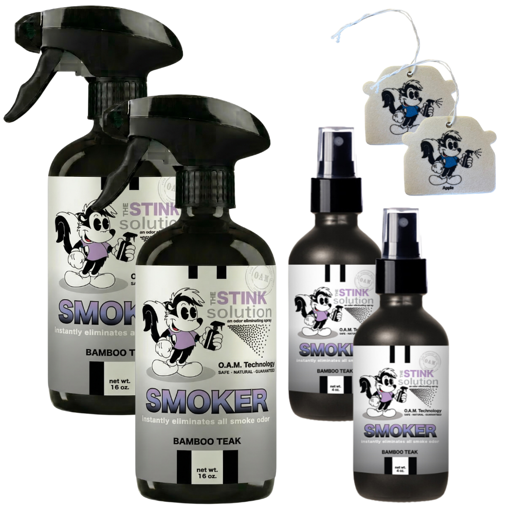 Buy 2 Get 4 FREE - (2) 16 oz (2) 4 oz Smoker Odor Eliminating Spray Bundle + 2 Car Air Fresheners