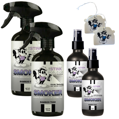 Buy 2 Get 4 FREE - (2) 16 oz (2) 4 oz Smoker Odor Eliminating Spray Bundle + 2 Car Air Fresheners