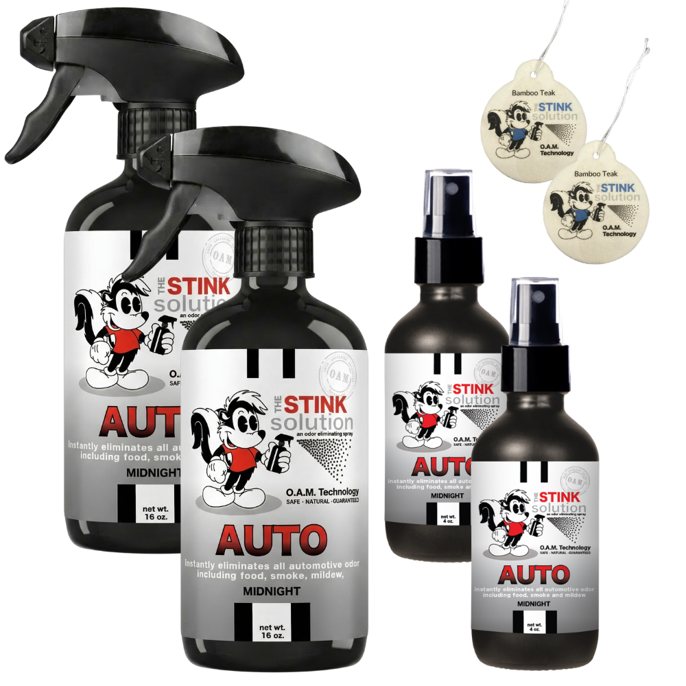 Buy 2 Get 4 FREE - (2) 16 oz (2) 4 oz Auto Odor Eliminating Spray Bundle + 2 Car Air Fresheners