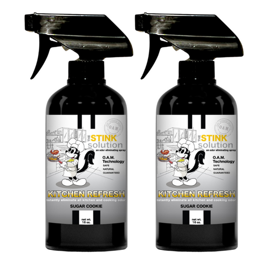 Kitchen Odor Eliminating Spray that gets rid of smells from cooking, fish, food, smoke, and more. It works on kitchen sinks, ovens, counters, and more. Safe, natural, non-toxic formula that works instantly.